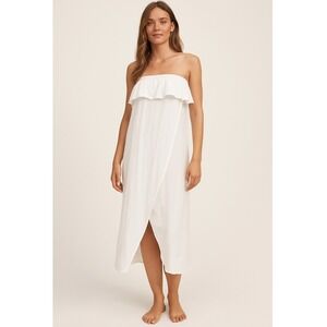 H&M‎ Flounced Cover Up Woven Fabric Wrapover front Ruffle Trim  Beachwear Medium